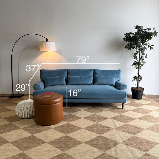 Sofa in Blue Performance Velvet