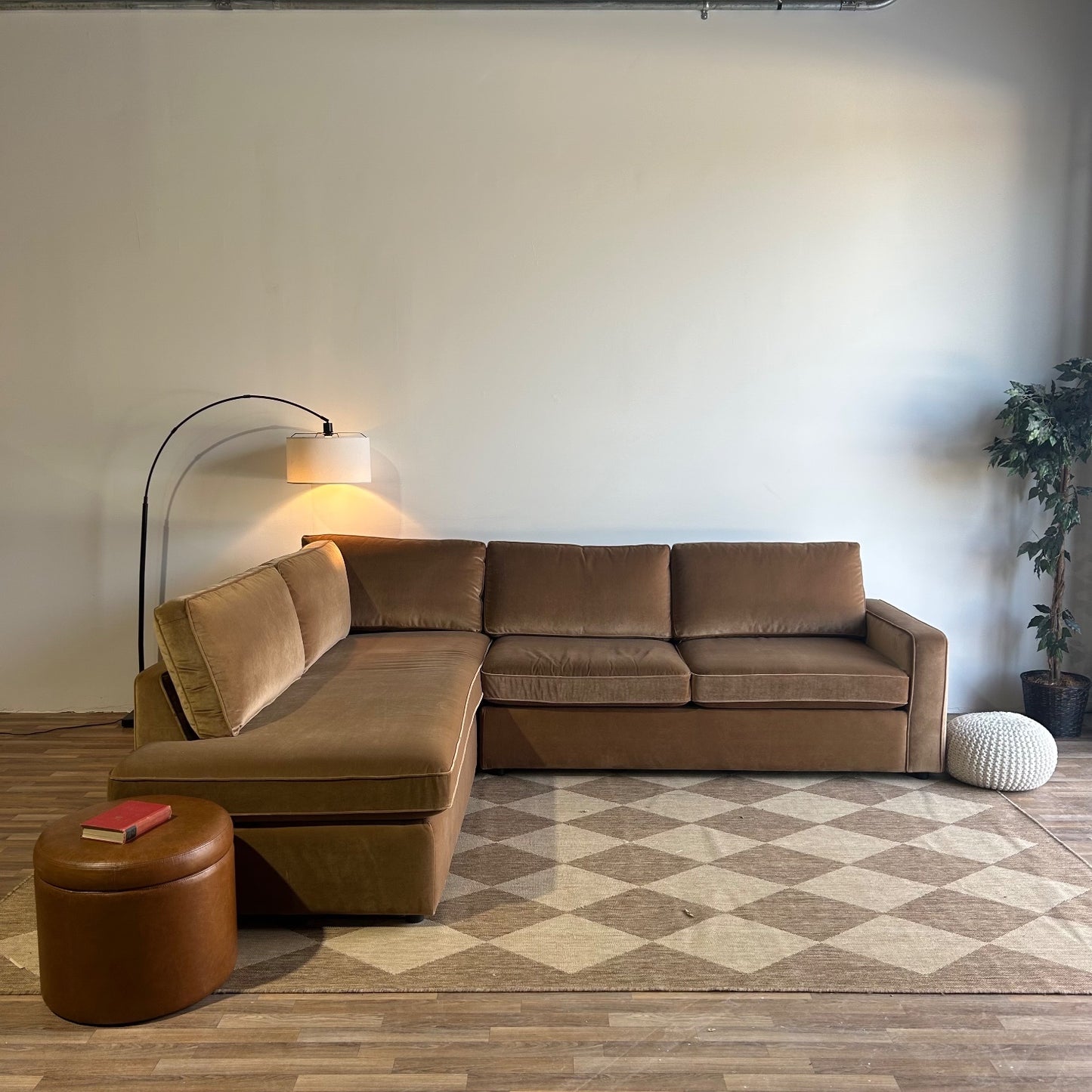 Interior Define James Corner Sleeper Sectional In Brown Performance Velvet