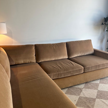 Interior Define James Corner Sleeper Sectional In Brown Performance Velvet