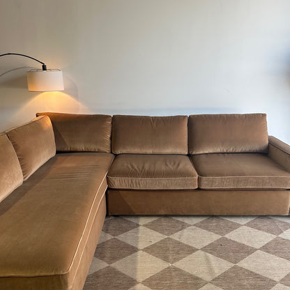 Interior Define James Corner Sleeper Sectional In Brown Performance Velvet
