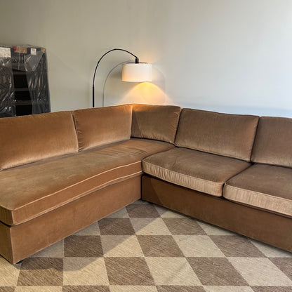 Interior Define James Corner Sleeper Sectional In Brown Performance Velvet