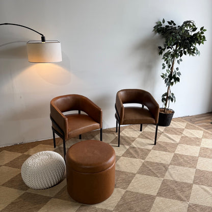 Interior Define Mina Metal Framed Chairs in Brown Pigment-Dyed Leather