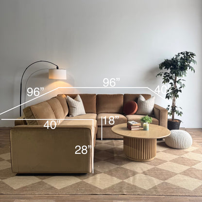 Interior Define James Corner Sectional in Brown Performance Velvet