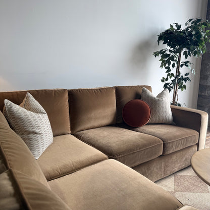 Interior Define James Corner Sectional in Brown Performance Velvet
