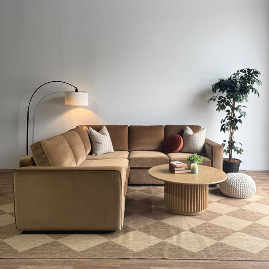 Interior Define James Corner Sectional in Brown Performance Velvet