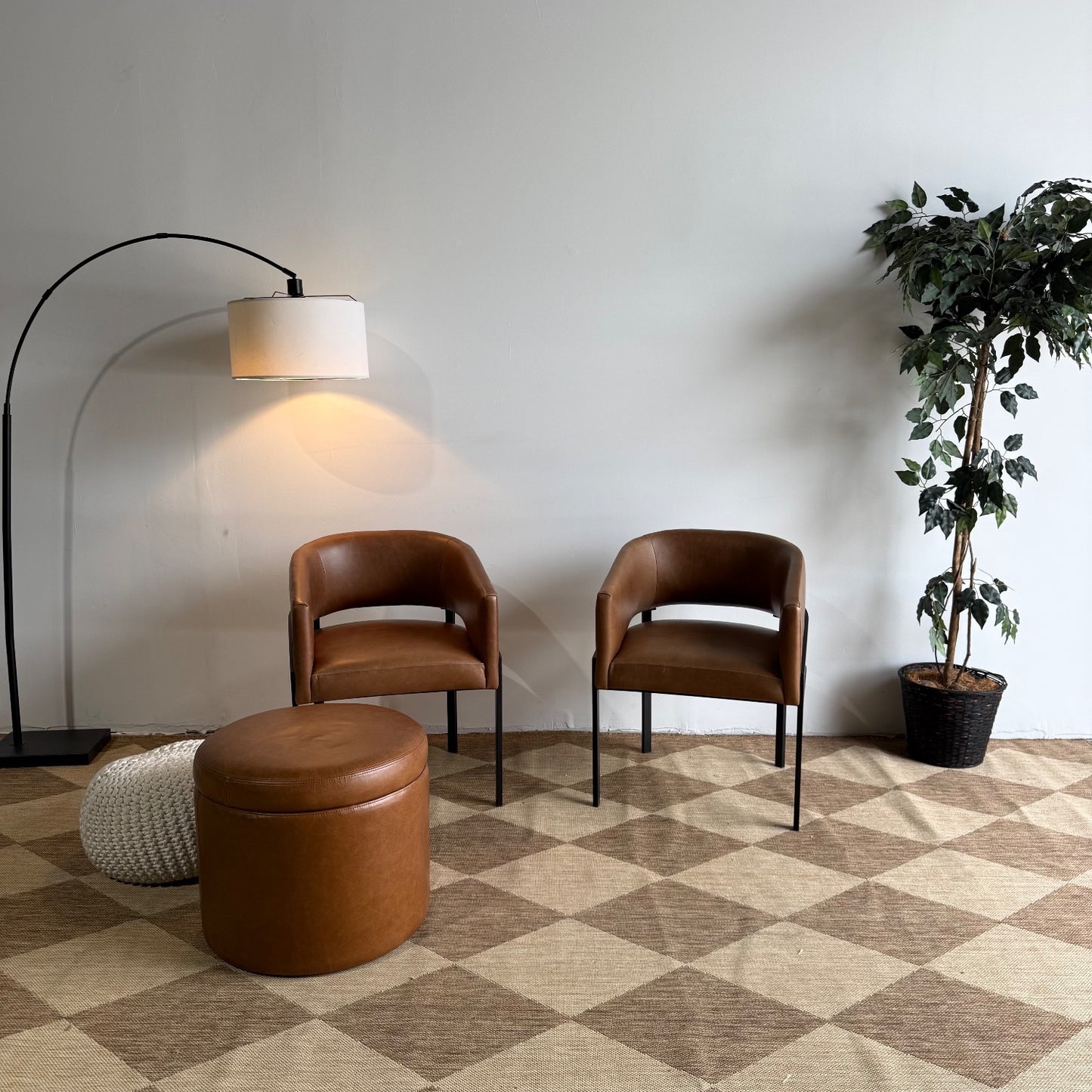 Interior Define Mina Metal Framed Chairs in Brown Pigment-Dyed Leather