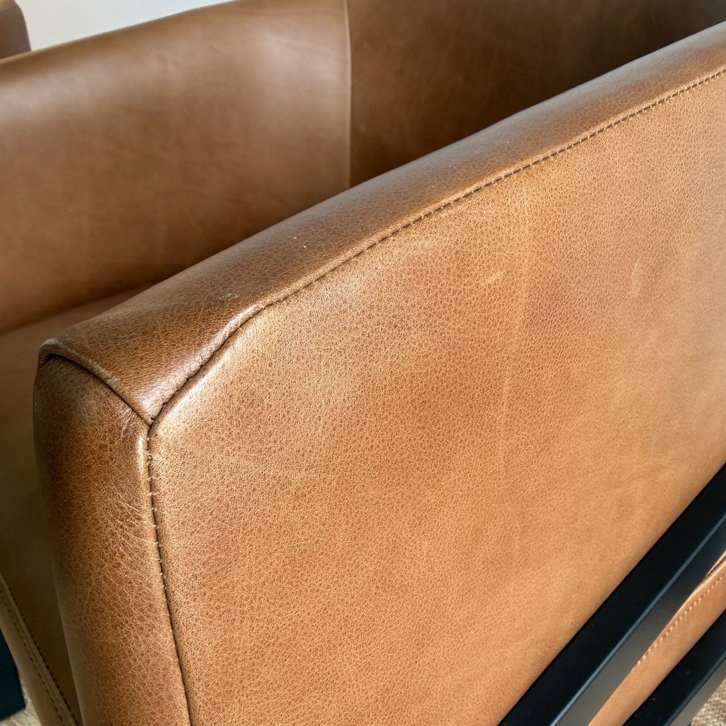 Interior Define Mina Metal Framed Chairs in Brown Pigment-Dyed Leather