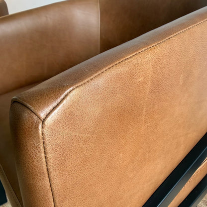 Interior Define Mina Metal Framed Chairs in Brown Pigment-Dyed Leather