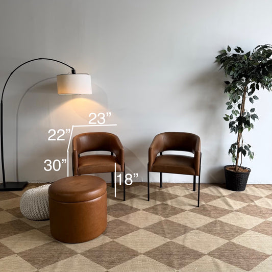 Interior Define Mina Metal Framed Chairs in Brown Pigment-Dyed Leather