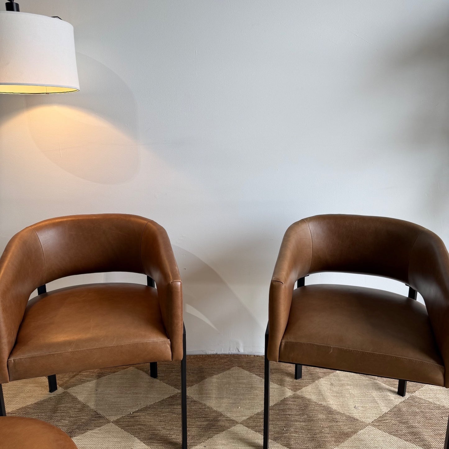 Interior Define Mina Metal Framed Chairs in Brown Pigment-Dyed Leather