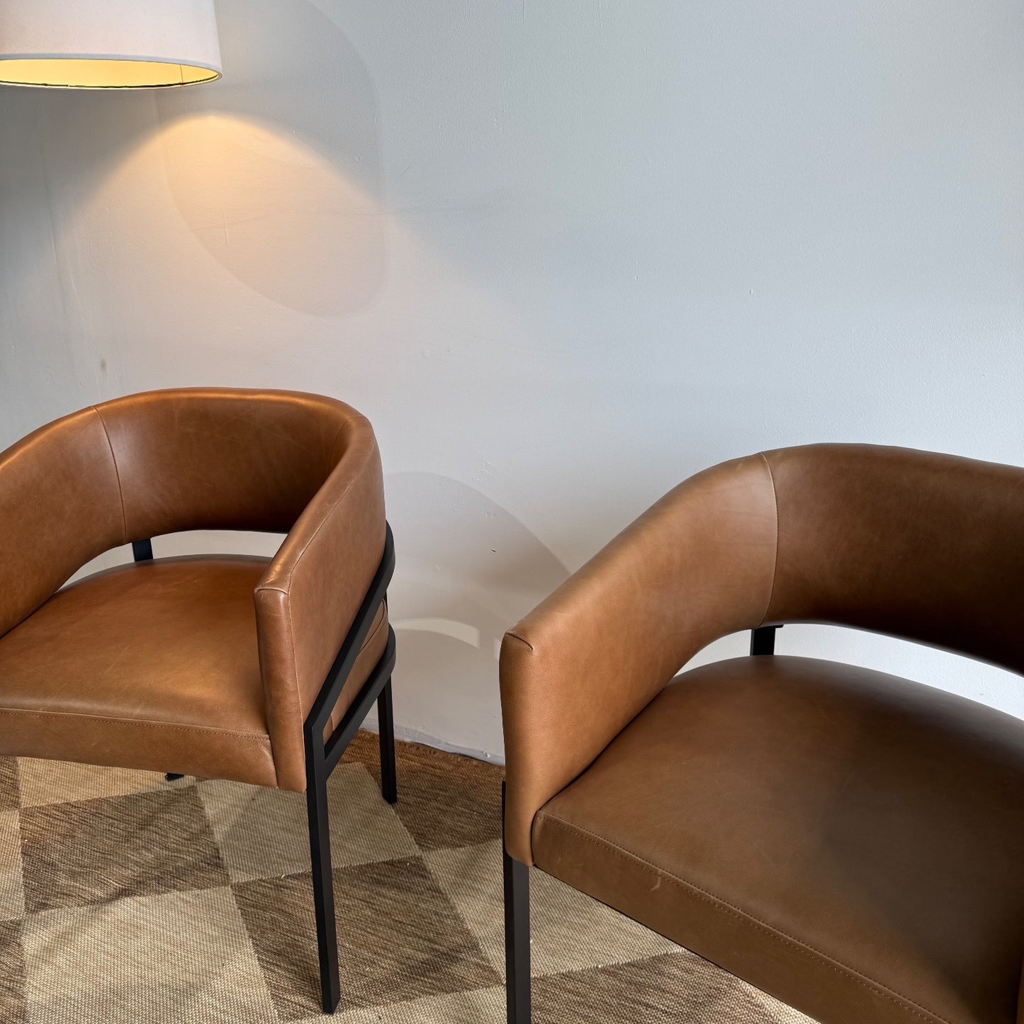 Interior Define Mina Metal Framed Chairs in Brown Pigment-Dyed Leather