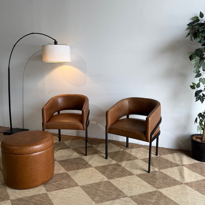 Interior Define Mina Metal Framed Chairs in Brown Pigment-Dyed Leather
