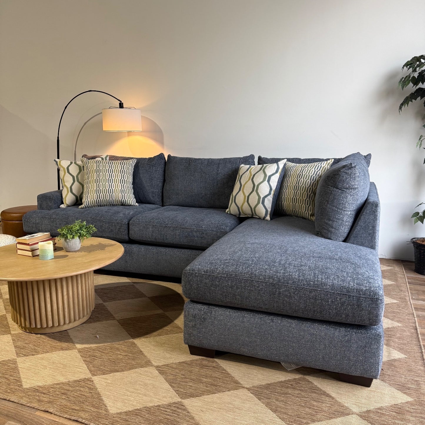 Marin 2 Piece L-Shape Sectional in Indigo Blue