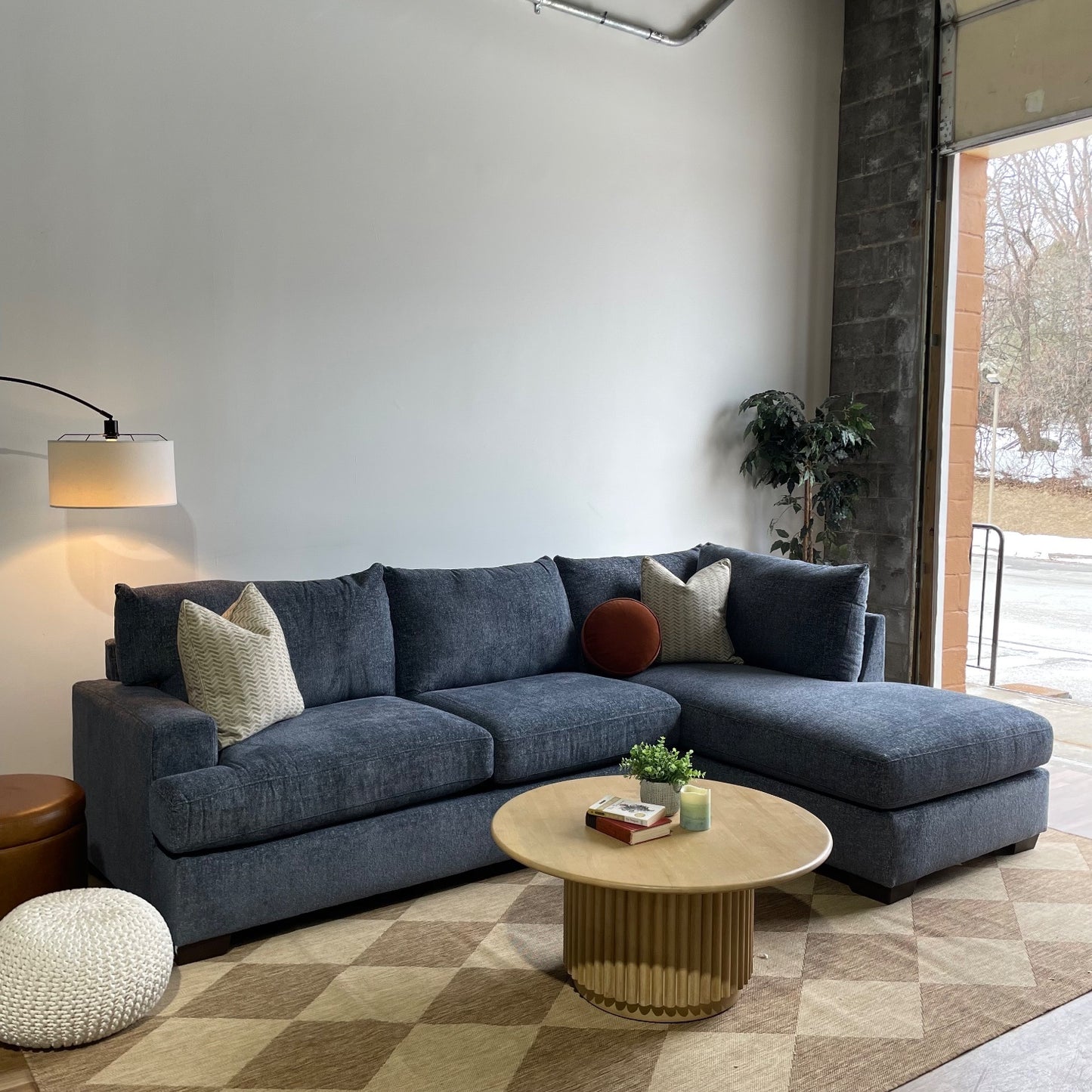 Marin 2 Piece L-Shape Sectional in Indigo Blue