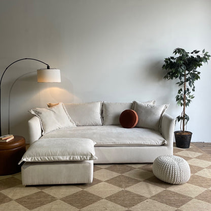 Interior Define Skylar Sofa + Ottoman in Cream Performance Vintage Velvet