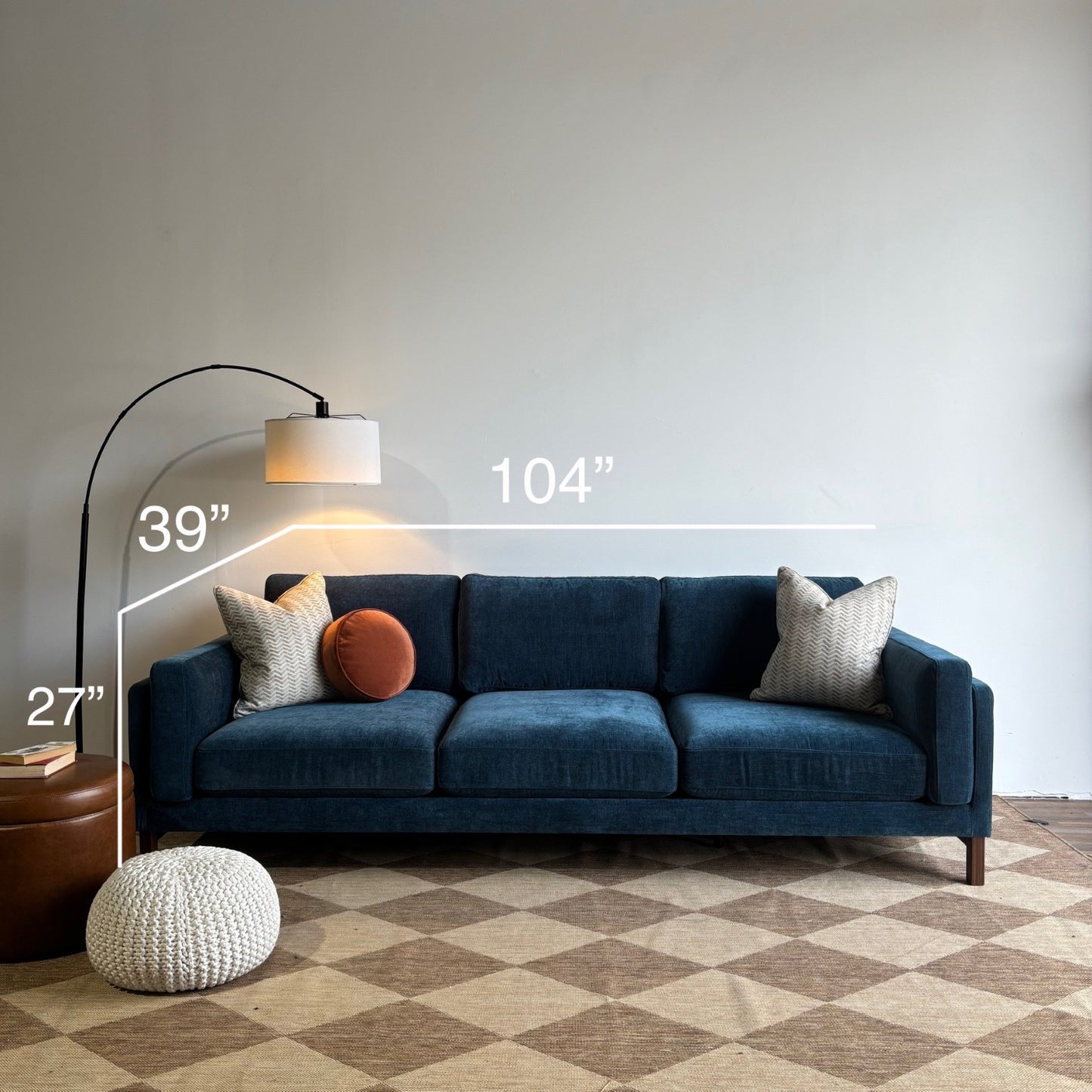 Interior Define Gabby Sofa in Blue Performance Fabric