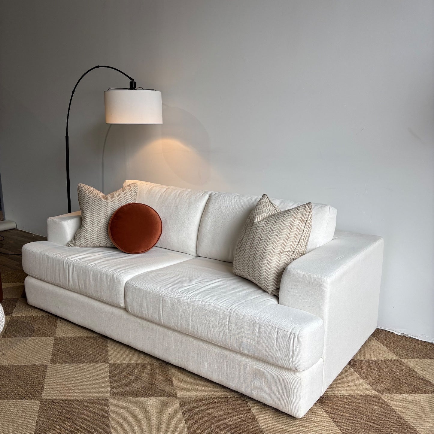 Interior Define Lee Sofa in White Performance Fabric