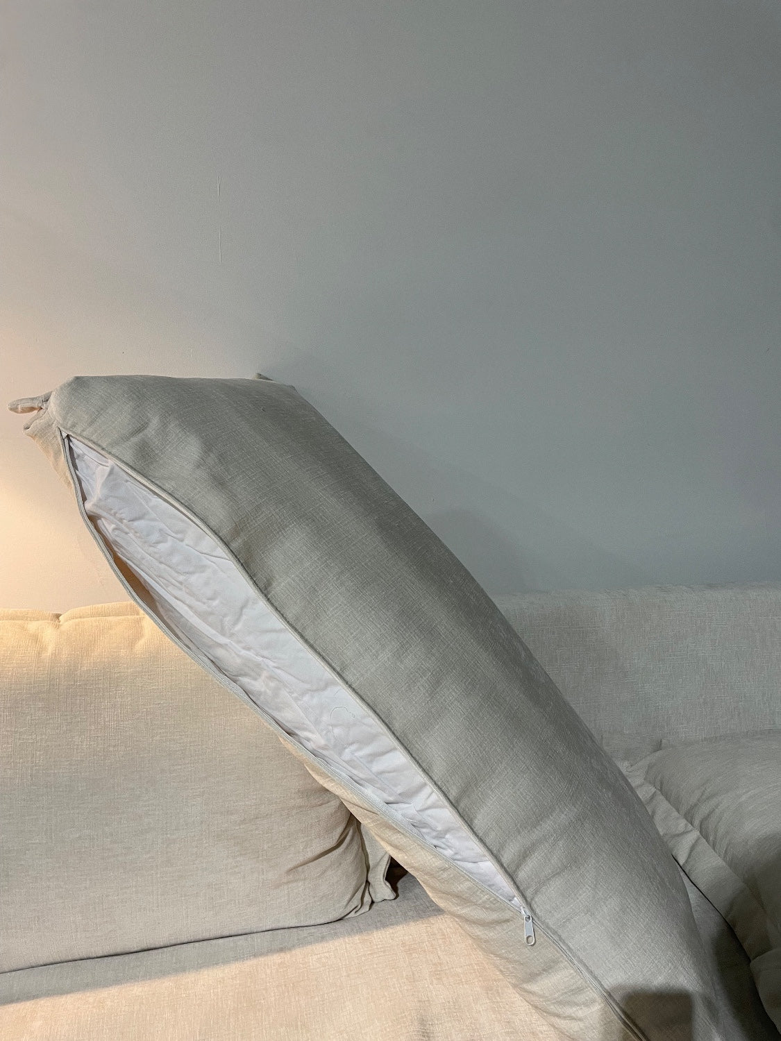 Interior Define Skylar Sofa + Ottoman in Cream Performance Vintage Velvet