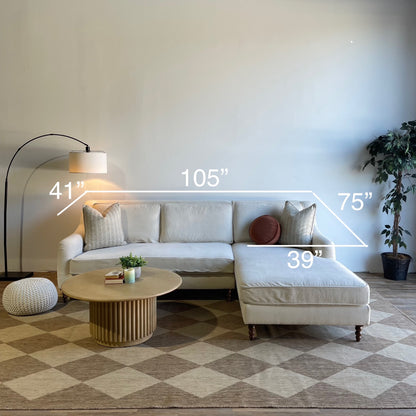 Interior Define Alexander 2-piece Sectional in Cream Performance Chenille