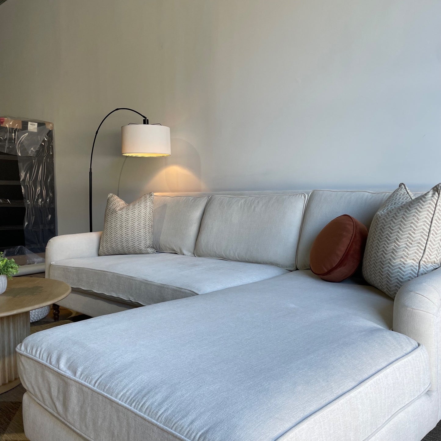 Interior Define Alexander 2-piece Sectional in Cream Performance Chenille