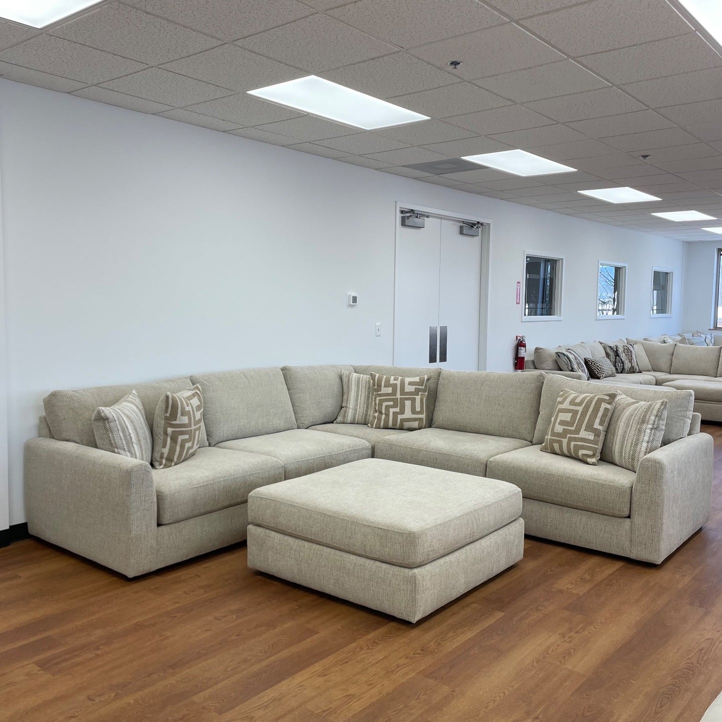 Willow Modular Corner Sectional + Ottoman in Beige Fabric