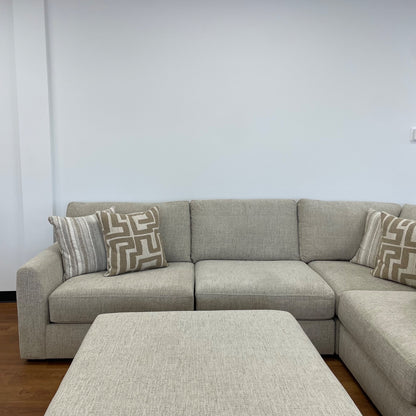 Willow Modular L-Shape Sectional + Ottoman in Beige Fabric