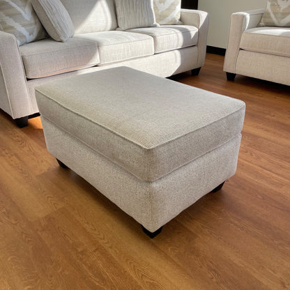 Linden Sofa + Loveseat + Chair + Ottoman Set in Sand Fabric