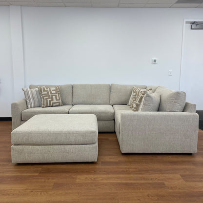 Willow Modular L-Shape Sectional + Ottoman in Beige Fabric