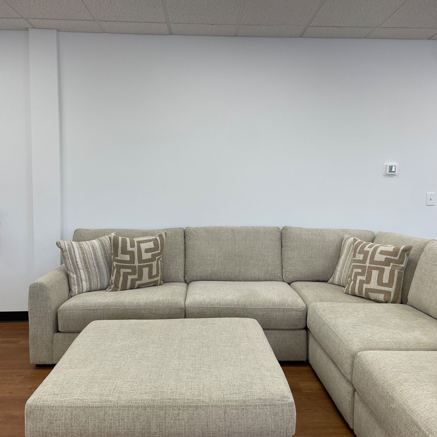 Willow Modular Corner Sectional + Ottoman in Beige Fabric