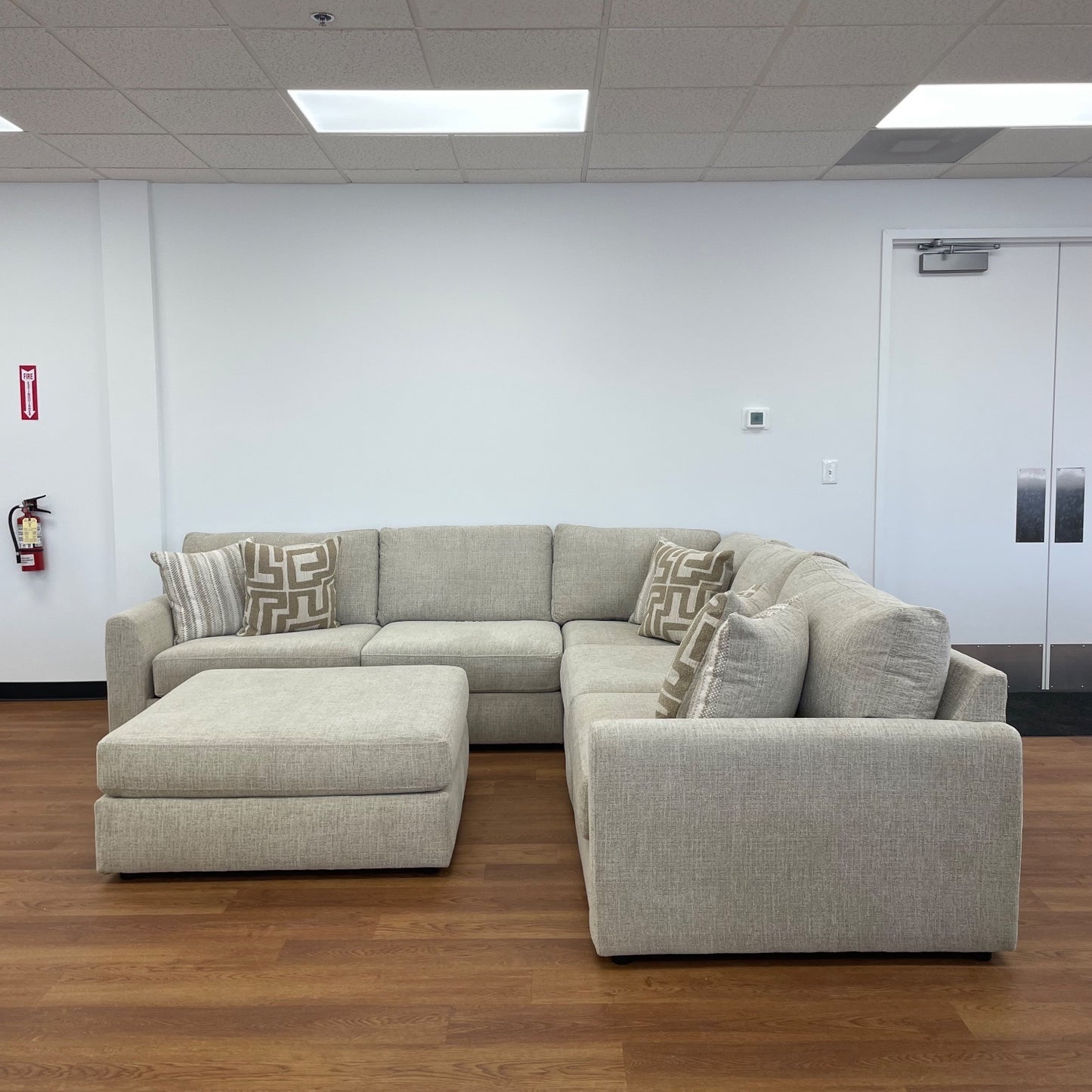 Willow Modular Corner Sectional + Ottoman in Beige Fabric