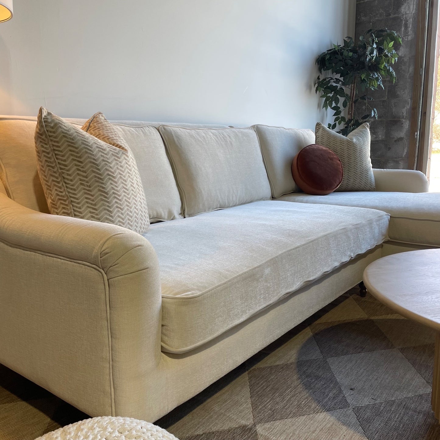 Interior Define Alexander 2-piece Sectional in Cream Performance Chenille