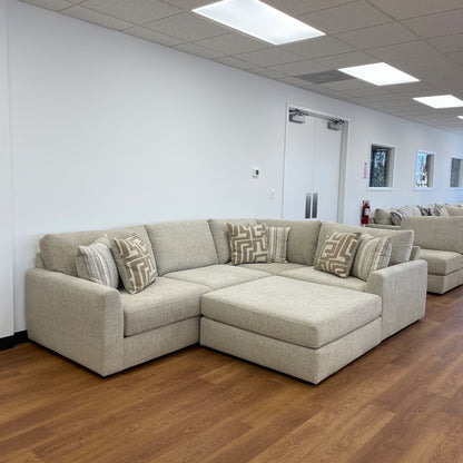 Willow Modular L-Shape Sectional + Ottoman in Beige Fabric