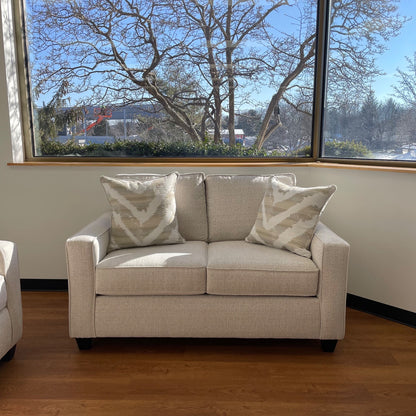 Linden Sofa + Loveseat Set in Sand Fabric