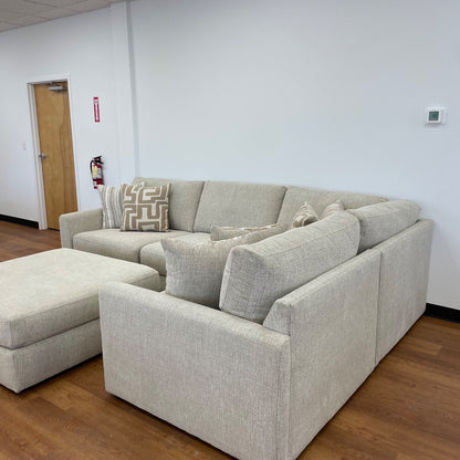 Willow Modular L-Shape Sectional + Ottoman in Beige Fabric