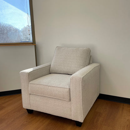 Linden Sofa + Loveseat + Chair + Ottoman Set in Sand Fabric