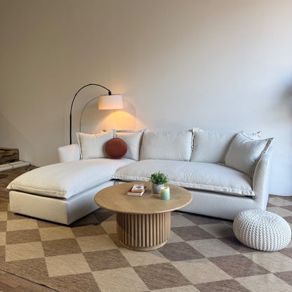 Interior Define Skylar Chaise Sectional in Cream Performance Fabric