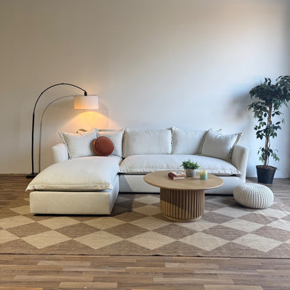 Interior Define Skylar Chaise Sectional in Cream Performance Fabric