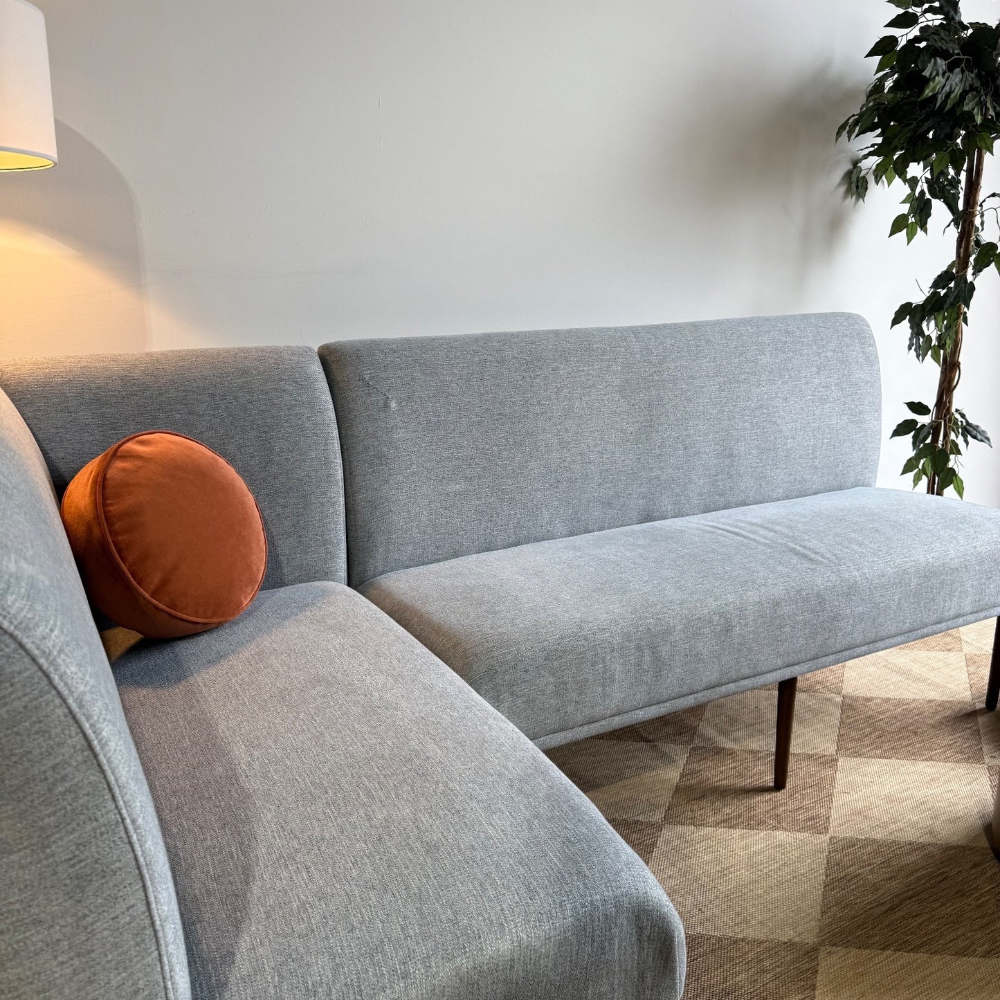 Interior Define Dorian Upholstered Left Banquette in Blue Performance Fabric