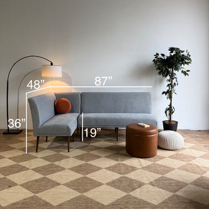 Interior Define Dorian Upholstered Left Banquette in Blue Performance Fabric