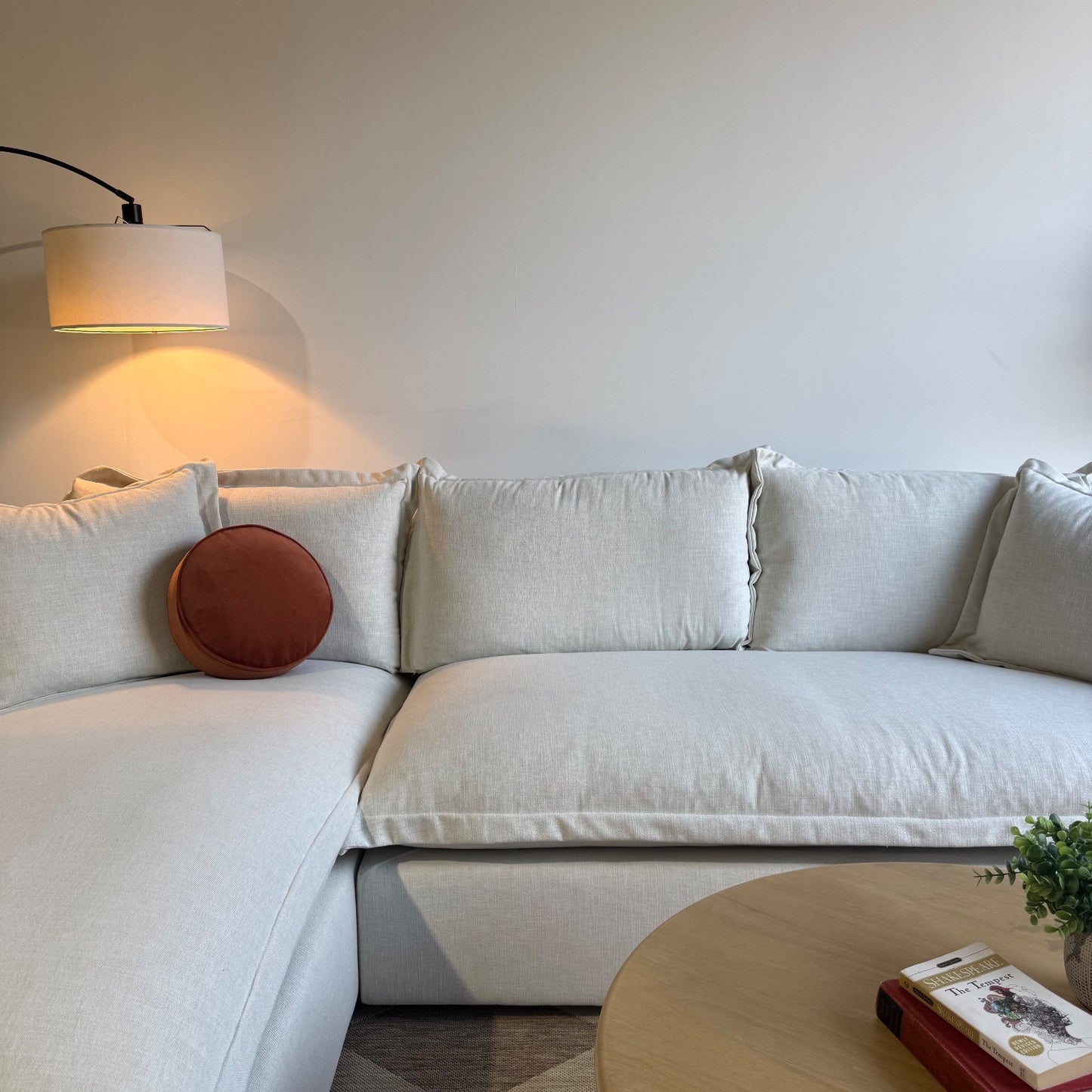 Interior Define Skylar Chaise Sectional in Cream Performance Fabric