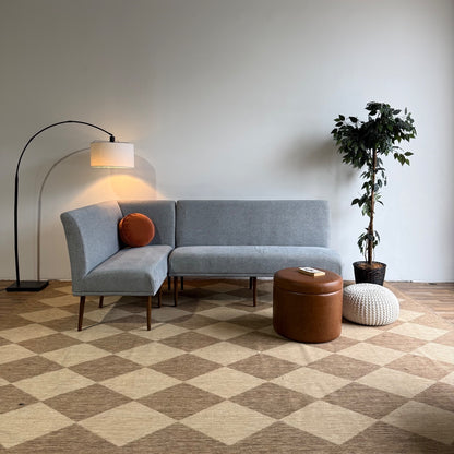 Interior Define Dorian Upholstered Left Banquette in Blue Performance Fabric