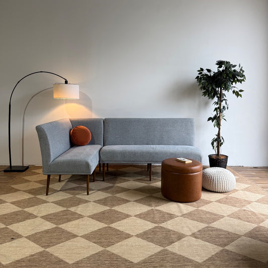 Interior Define Dorian Upholstered Left Banquette in Blue Performance Fabric