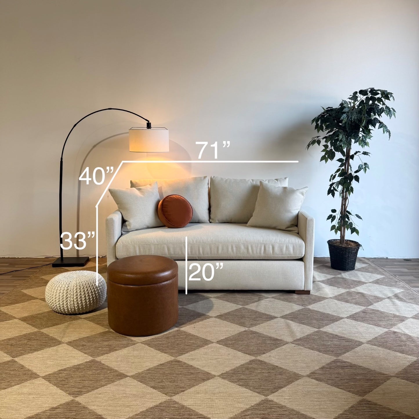 Interior Define Scarlett Loveseat in White Performance Fabric