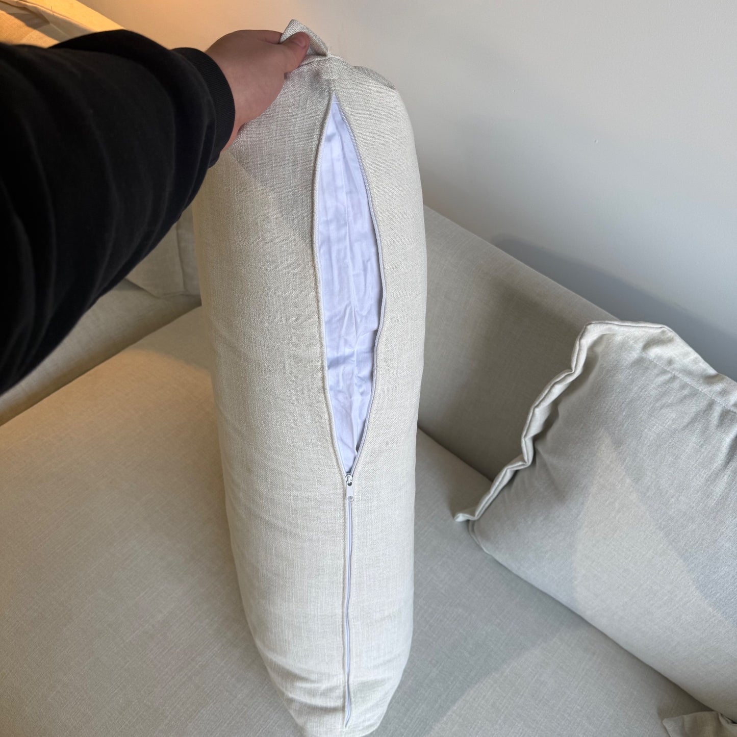 Interior Define Skylar Chaise Sectional in Cream Performance Fabric