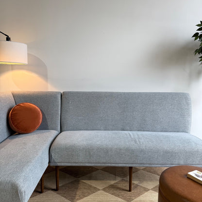 Interior Define Dorian Upholstered Left Banquette in Blue Performance Fabric