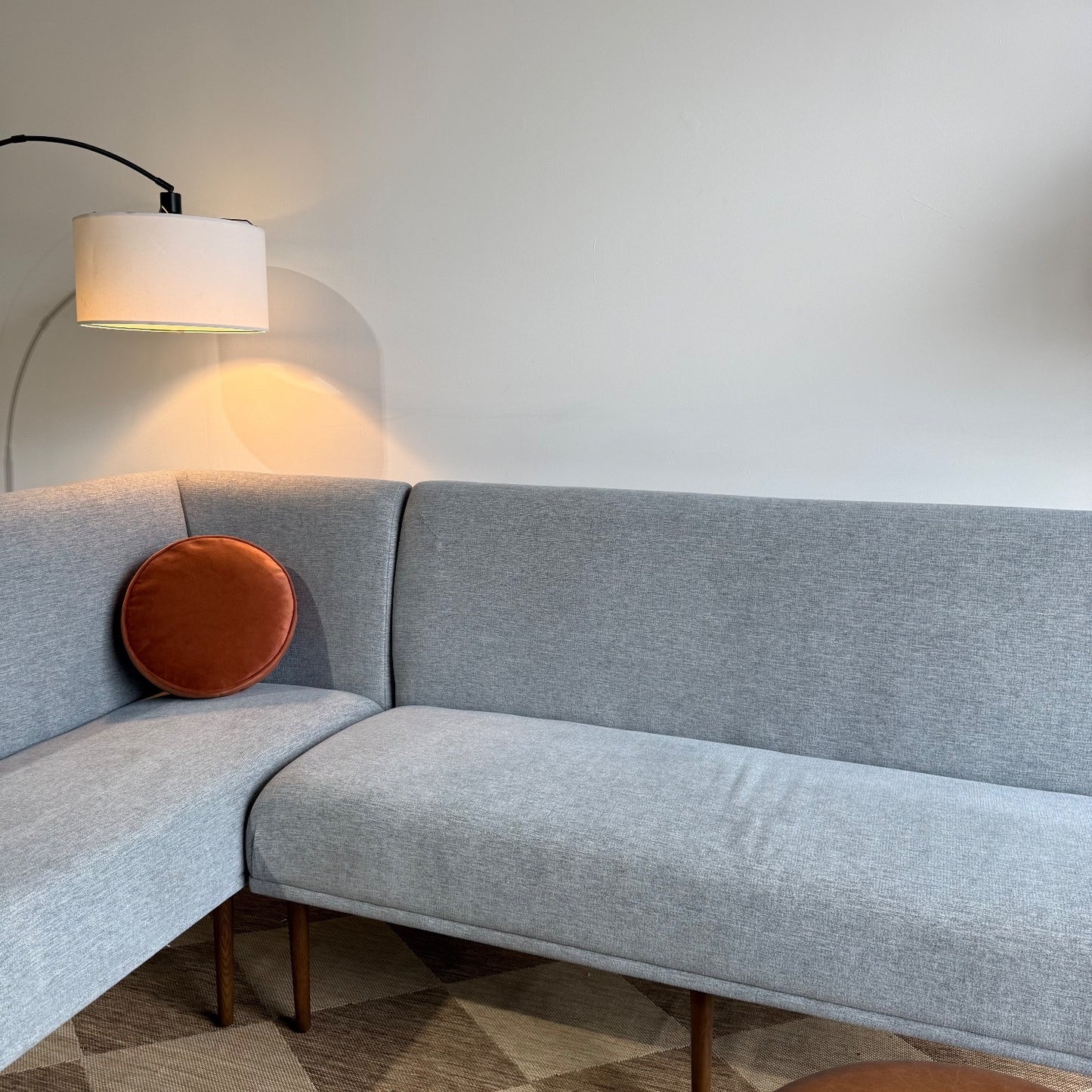 Interior Define Dorian Upholstered Left Banquette in Blue Performance Fabric