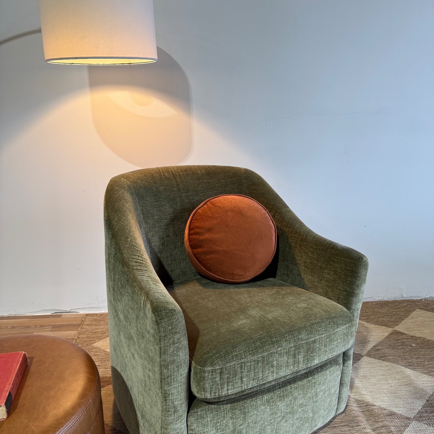 Interior Define Savona Swivel Chair in Green Performance Fabric