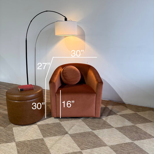 Interior Define Tegan Swivel Chair in Orange Performance Velvet