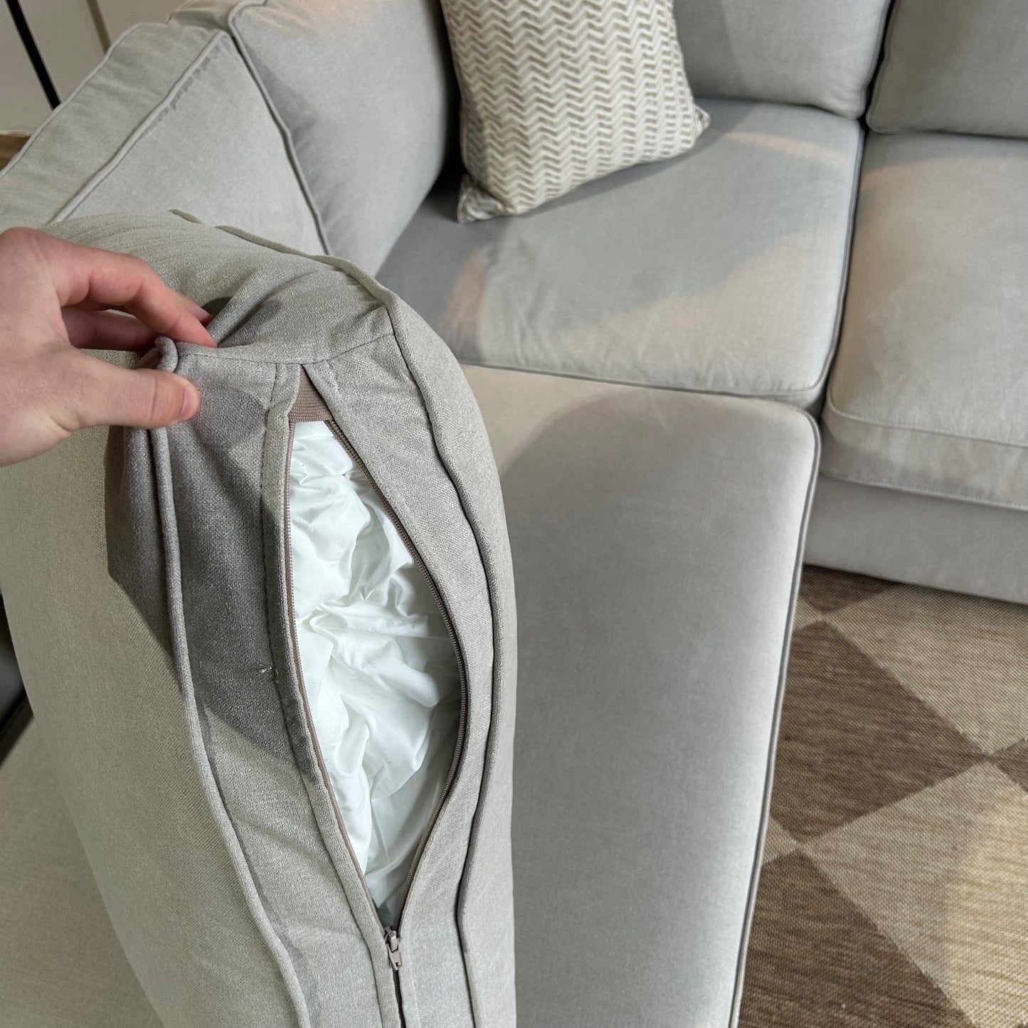 Interior Define James 3-piece Sectional In Gray Performance Antimicrobial Chenille