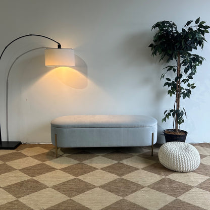 Interior Define Fiona Storage Bench In Blue Performance Plush Velvet